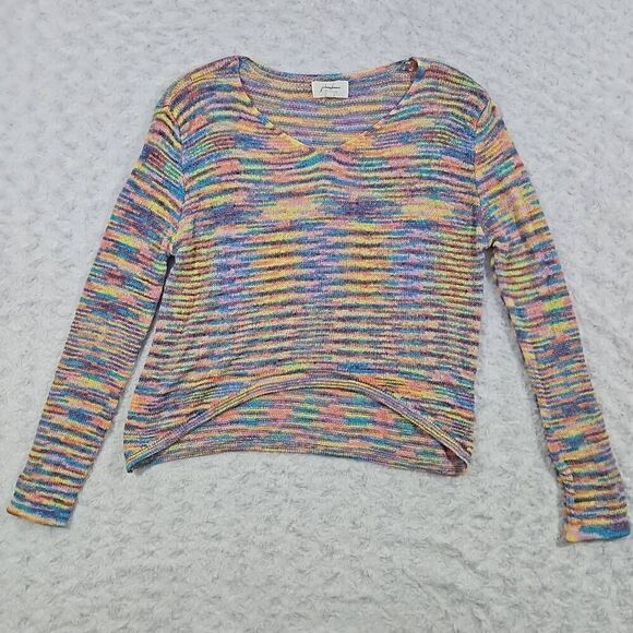 Johnny Becca Womens Size Medium Space Dye Cropped Slub Knit Sweater Boho Chic - Picture 1 of 6